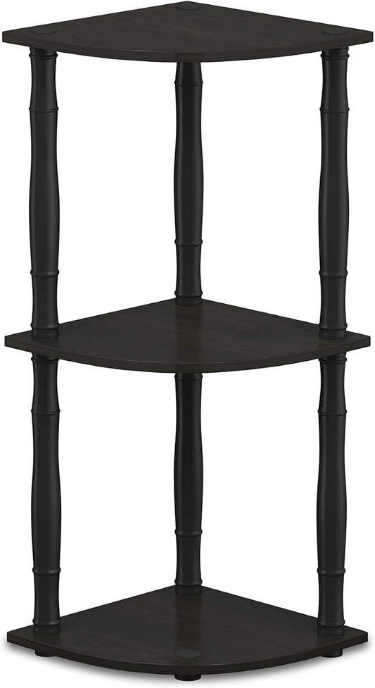 Furinno Turn-N-Tube 3-Tier Corner Display Rack Multipurpose Shelving Unit with Classic Tube, Espresso/Black