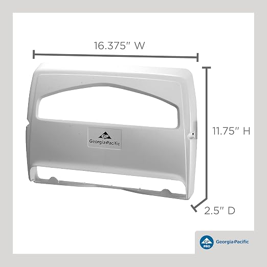 Safe-T-Gard 1/2 Fold Toilet Seat Cover Dispenser by GP PRO (Georgia-Pacific), White, 57710, 16.375" W x 2.500" D x 11.750" H