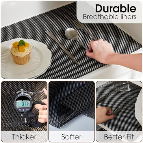 Shelf Liner for Kitchen Cabinets and Drawers, Black, 12" x 360"