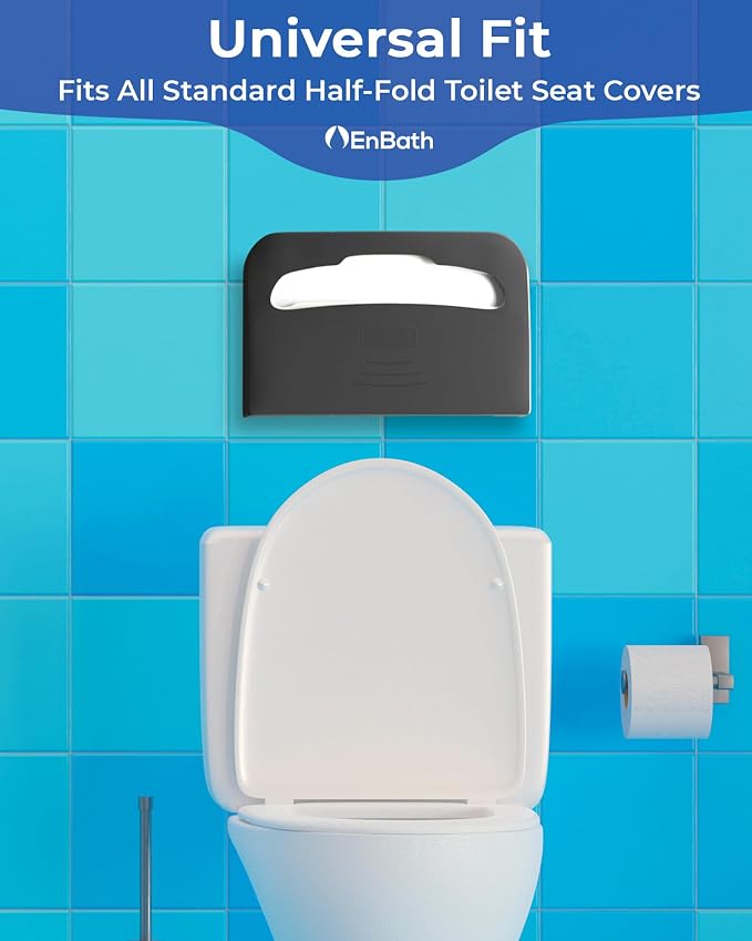 Commercial Toilet Seat Cover Dispenser Wall Mount, Black Half-Fold Toilet Seat Cover Holder for Bathroom/Restroom