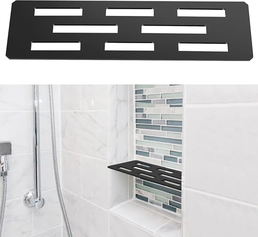 Rectangular Shelf for 12 Inch Tile Prefabricated Niches, Shower Niche Shelf with Powder Coated 316 Stainless Steel Finish, Fits 1/8 inch Grout Lines Shower Niche Insert