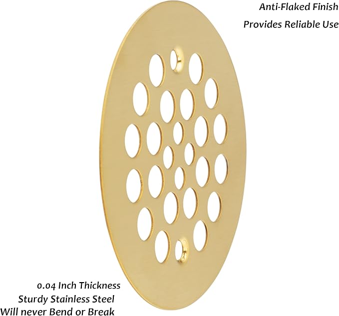 Artiwell 4-1/4“ Shower Strainer Drain Trim Set, Screw-in Shower Strainer Drain Cover, Plastic-Oddities Style Replacement Strainer Grid,Machine & Self-Tapping Screws Included (Brushed Gold)