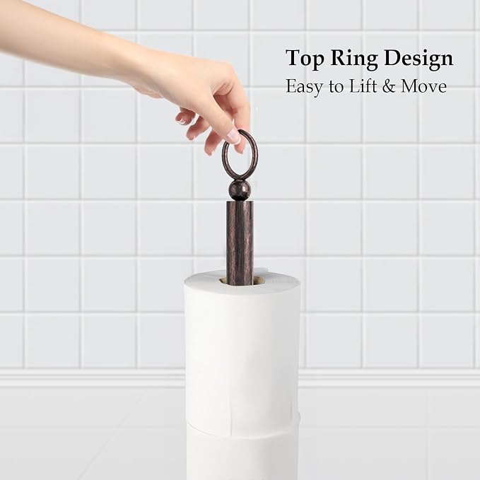 ROLABAM Toilet Paper Holder Stand, Free Standing Toilet Paper Storage for Bathroom, Weighted Base with Reserve for 4 Roll (2 Pack, Oil Rubbed Bronze)