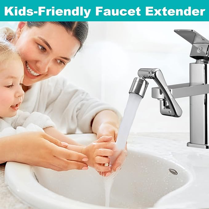 Spurtar 1440° Sink Faucet Extender, Faucet Aerator with Filter Swivel Silver Faucet Attachment, Multifunctional Rotatable Single Mode Fit for Bathroom Kitchen Tap G 1/2", 55/64",15/16"