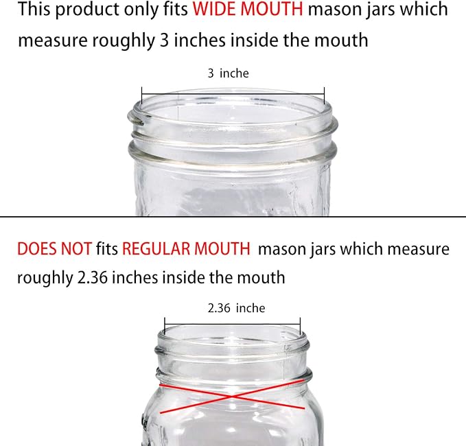 [Wide Mouth ONLY] SheeChung 2 Pack Mason Jar Toothbrush Holder Lid - Rustproof 304 Stainless Steel for Ball Mason Jar or Any Pint. Jar, Farmhouse Decor Bathroom Accessories Set - Black