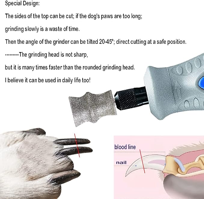 Diamond Dremel Dog Nail Grinder Bits for Rotary Tool-1/8'' Dremel Dog Nail Grinder Attachment-Pet Nail Grinder Bit Work for Animals Nail Care Large B 2P