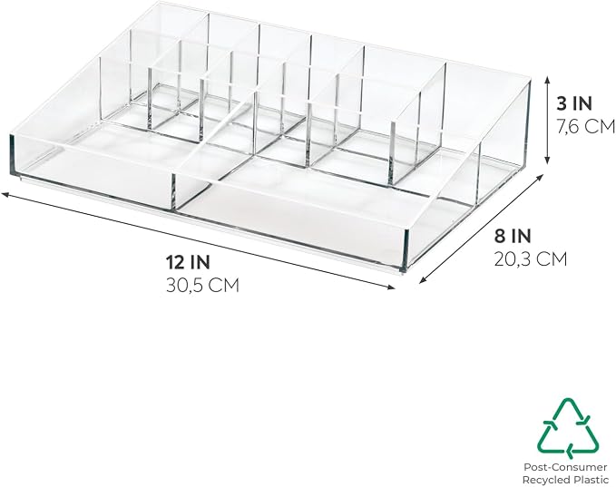 iDesign The Sarah Tanno Collection Plastic Cosmetic Organizer Station, 7-Compartment, Clear