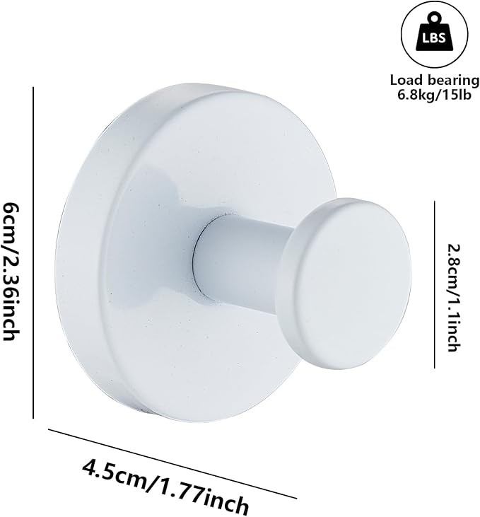 Suction Cup Hooks for Shower, Wreath Hangers for Front Door, Glass Door & Window - Strong Towel, Bath Robe, Loofah Hook Holder for Hanging up to 15 lbs - Waterproof (White, 4 Pack)