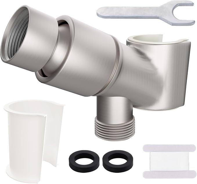 All Metal Handheld Shower Head Holder, Adjustable Shower Wand Holder with Universal Shower Arm Mount and Brass Pivot Ball, for Connecting Shower Arm and Shower Hose