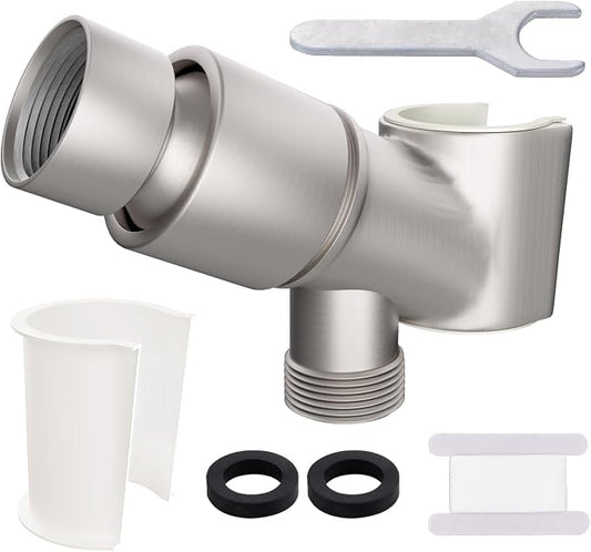 All Metal Handheld Shower Head Holder, Adjustable Shower Wand Holder with Universal Shower Arm Mount and Brass Pivot Ball, for Connecting Shower Arm and Shower Hose
