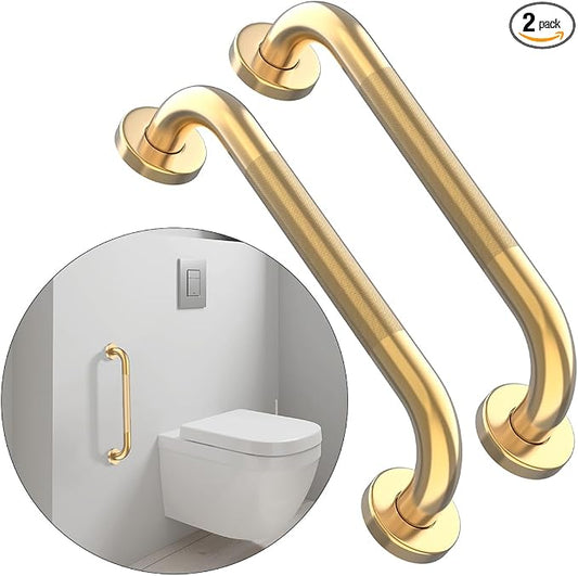 20 Inch Anti Slip Shower Grab Bar Gold, Munzong Bathroom Grab Bar, Knurled Bathroom Balance Bar,Safety Hand Rail Support Handicap Elderly Injury Senior Assist Bath Handle