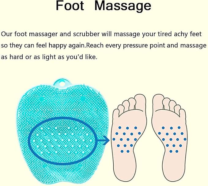 AMELLY Shower Foot Scrubber, Foot Cleaner Non Slip Silicone Pad, Shower Floor Massage Mat for Exfoliating Dead Skin Feet Clean