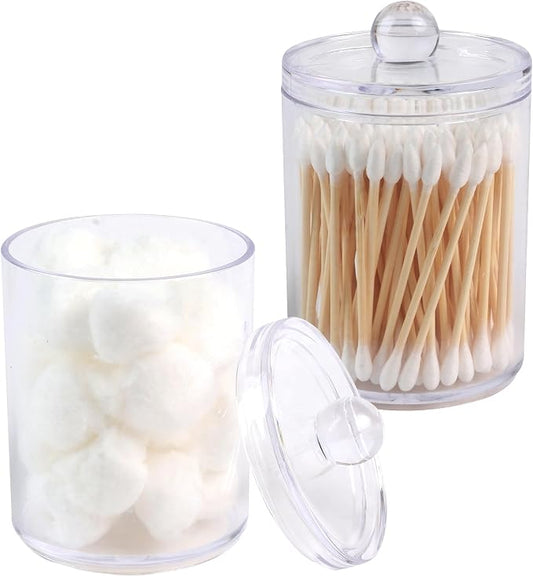 2 Pack Acrylic Qtip Holder Dispenser,Canisters Apothecary Jar Set,10,12oz