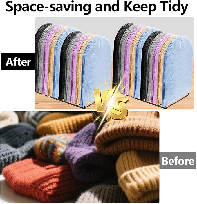 Beanie Holder Organizer, Knitted Hat Storage Rack Display Stand Metal Cap Holder for Winter Swimming Hat Display Home Entryway Tabletop Bedroom Closet Dresser Room Office (Black, 1 Pcs)