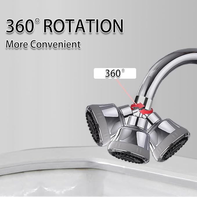 Faucet Aerator Faucet Sprayer Attachment, Kitchen Faucet Head Replacement with 4 Spray Modes, 360° Swivel Faucet Extender Anti-Splash Sink Sprayer Faucet Nozzle Head (Smooth, Silver)