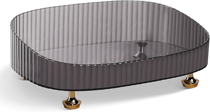 Clear Acrylic Perfume Tray, Round Makeup Bathroom Trays for Counter, Decorative Vanity Trays for Bathroom Countertop for Dresser Tops - Black