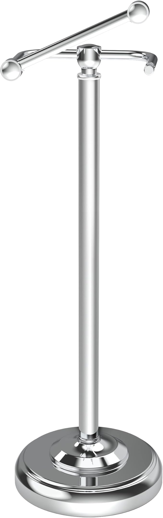 Toilet Paper Holder Stand Stainless Steel & Weighted Base Chrome | Polish Finish Post Pivoting Design Easy to Change Roll, Mega Roll Freestanding Toilet Paper Holder for Bathroom Waterproof