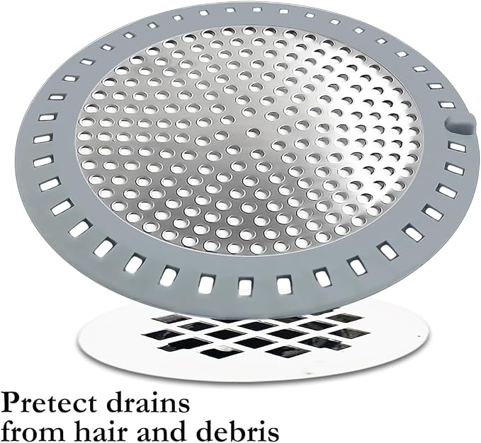 Huntonry Drain Hair Catcher, Shower Hair Drain Catcher, Shower Drain Cover, Bathtub Drain Strainer, Tub Hair Catcher, Bathroom Sink Strainer Hair Trap Filter, Bathroom Drain Defender, Flat, Round