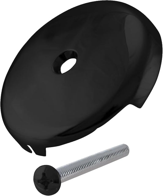 Westbrass D328-62 3-1/8" One-Hole Bathtub Overflow Faceplate and Screw, Matte Black