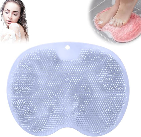 Shower Foot Scrubber Mat with Non-Slip Suction Cups, 2026 New Shower Foot & Back Scrubber Massage Pad, Durable Back Washer Cleaning Pad for Bathroom (Blue)