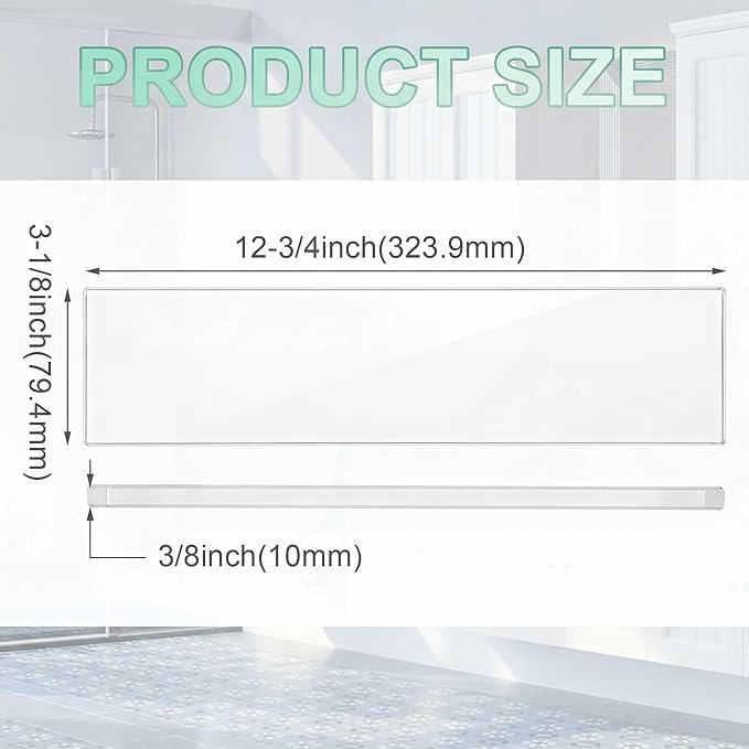 AceOrbit 2 Pcs 3-1/8 x 12-3/4 x 3/8 Inch Glass Shower Shelf for Shower Niche Break-Resistant Easy Install Ultra-Clear Glass Support for DIY Storage Decor