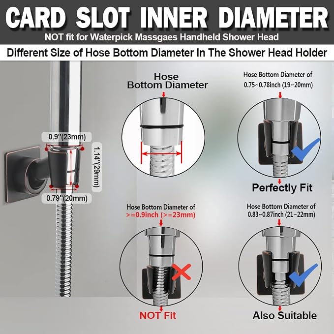 Shower Head Holder Adjustable Handheld Shower Head Bracket Adhesive Shower Wall Mount Holder Brass Shower Wand Holder Oil-Rubbed Bronze, Glue Installation