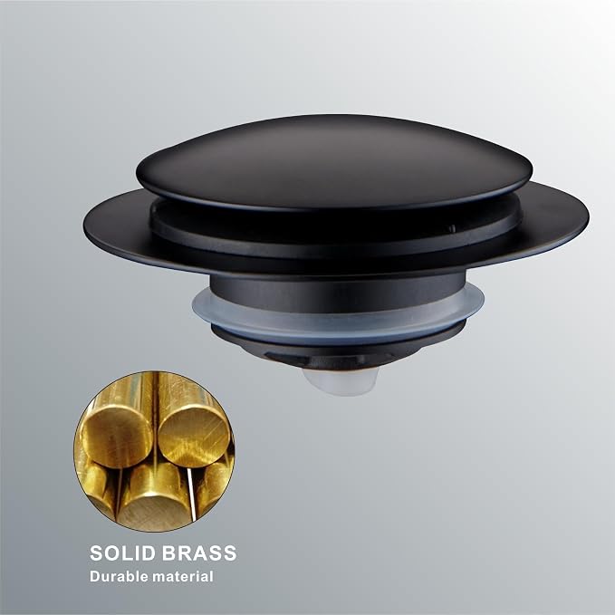Matte Black Tub Drain Stopper, Hidrop Pop Up Universal Tub Dain Tip Toe Bathtub Drain Stopper, Fit 1.375 to 1.5 Inches, Replaces Lift and Turn, Tip-Toe and Trip Lever Drains for Tub, EZ Installation