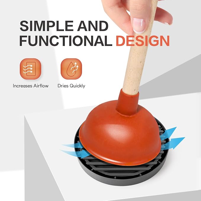 Plunger Tray - Plunger Mat Air Drying Mat for Toilet Plunger - Plunger Holder Catches Drips - Wicks Water from Plunger and Dries Quickly, Toilet Plunger Holder Only