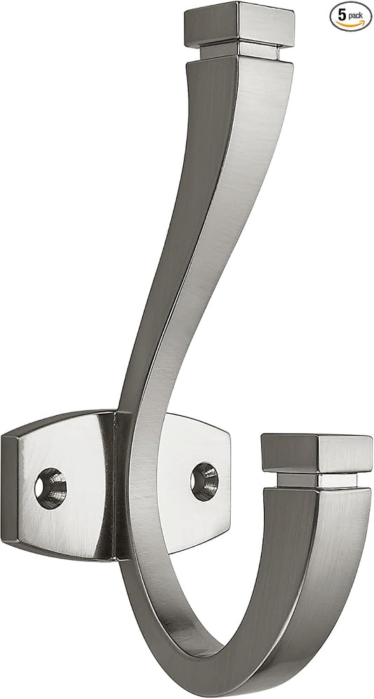 SAILING Coat Hooks - 3 Pack Brushed Nickel Towel Hooks Robe Hooks Decorative Wall Hooks for Bathroom Bedroom Kitchen Towel Robe Clothes Cabinet Closet Bathroom Hardware