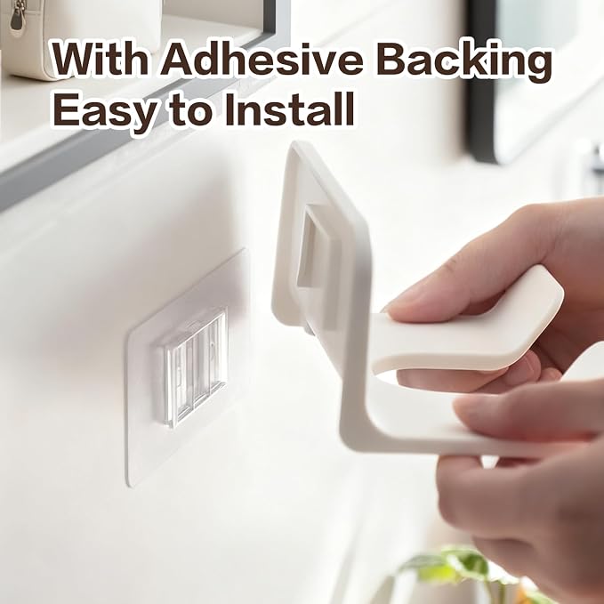 Universal Hair Dryer Holder Wall Mount -2PCS Adhesive Blow Dryer Holder With Plug Slot Organizer Hanger for Bathroom Cabinet Storage, Fits Most Hair Dryers, White