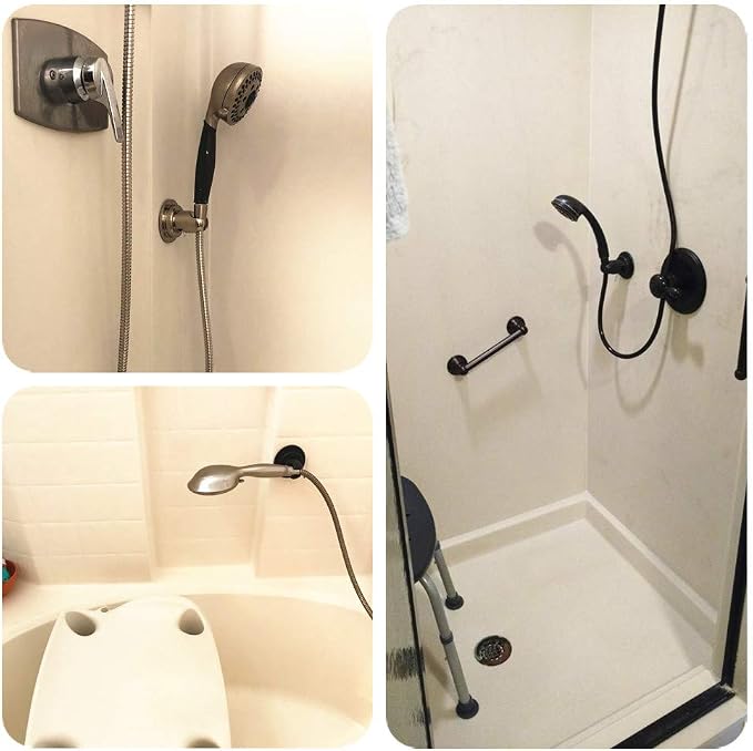 JiePai Vacuum Suction Cup Shower Head Holder,Adhesive Suction Handheld Shower Holder Bracket,Removable Wall Mount Holder for Bathroom,Chrome