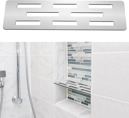 Rectangular Shelf for 12 Inch Tile Prefabricated Niches, Shower Niche Shelf with Brushed 316 Stainless Steel Finish, Fits 1/8 inch Grout Lines Shower Niche Insert
