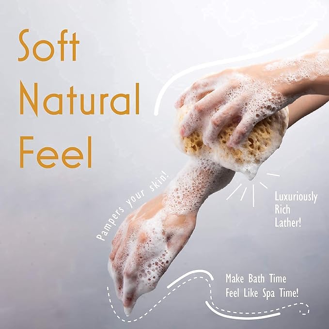 myHomeBody Bath Sponge, Foam Loofah, Shower Sponge for Body, Curvy, 3 Pack | Large Size, Lots of Lather, Bath Sponges for Shower, Body Scrubber for Bathing, Body Wash Women, Exfoliating Loofah Sponge
