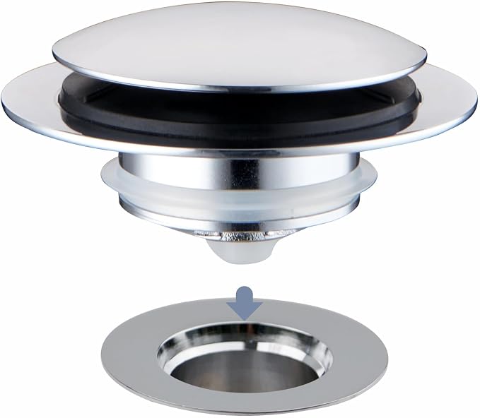 Chrome Plated Universal Tub Dain Stopper, Hidrop Pop Up Bath Drain Tip Toe Bathtub Drain Stopper,Conversion Kit Assembly, Replaces Lift and Turn, Tip-Toe and Trip Lever drains for Tub, EZ Install
