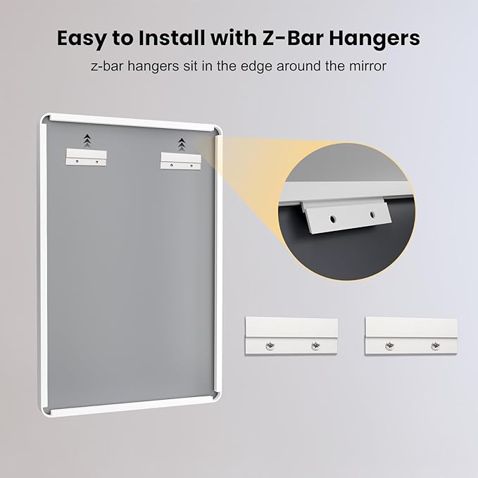 LOAAO 22x30 Inch White Metal Framed Bathroom Mirror for Wall, White Bathroom Vanity Mirror Farmhouse, Large Rounded Rectangle Mirror, Anti-Rust, Hangs Horizontally or Vertically | Rounded Rectangle, Anti-Rust, Hangs Horizontally or Vertically