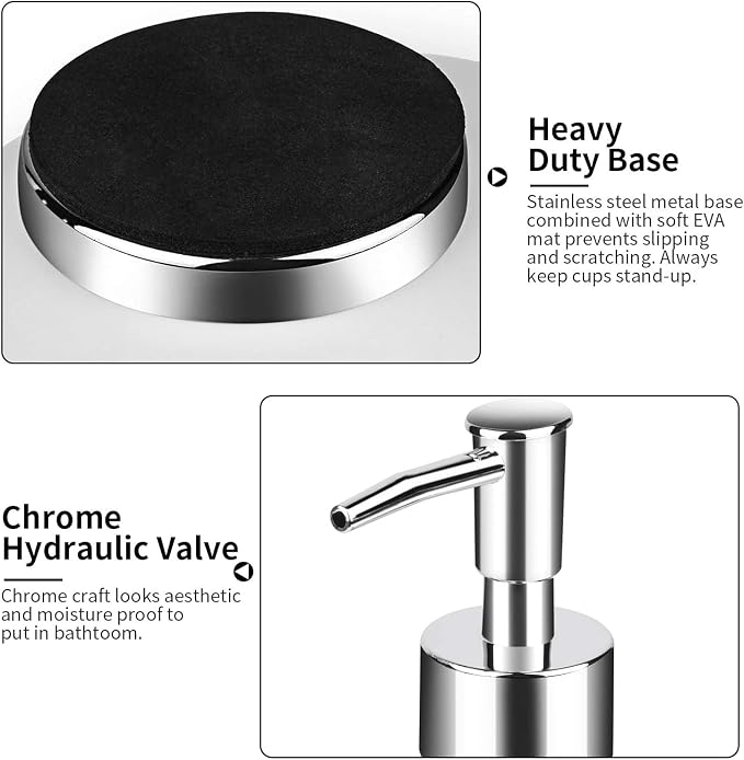 RQYIXI Ceramic 4-Piece Bathroom Accessories Set, Black, Tulip Design | tulip-inspired curved design with stainless steel base modern countertop organization