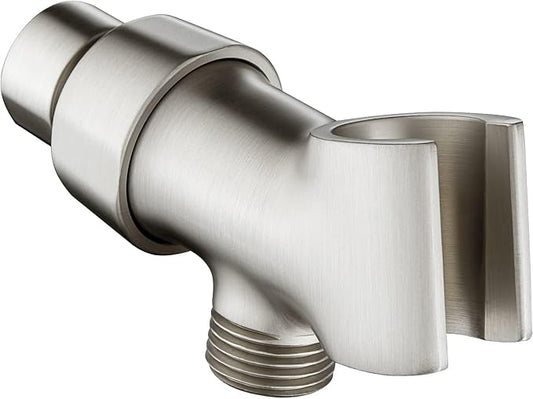 BRIGHT SHOWERS All Metal Handheld Shower Head Holder, Adjustable Shower Arm Mount with 360 Degree Rotatable Brass Ball Joint and Hose Connector, Universal Wall Hook Bracket, Brushed Nickel