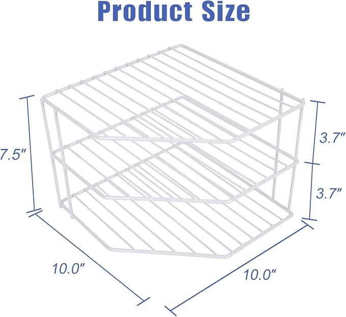 3-Tier Corner Shelf Counter and Cabinet Organizer -Countertop Organizer - Cabinet Corner Rack for Plate - Cabinet & Pantry Kitchen Organization (White)