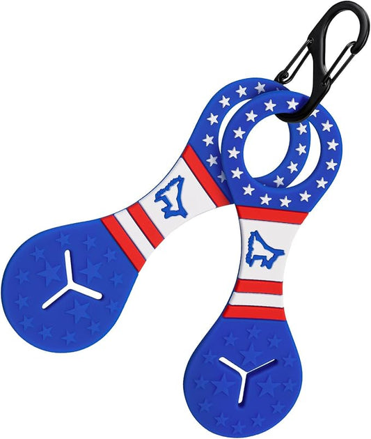 2 Pieces Dog Poop Bag Holder for Leash Waste Bag Carrier (Blue - American Flag)