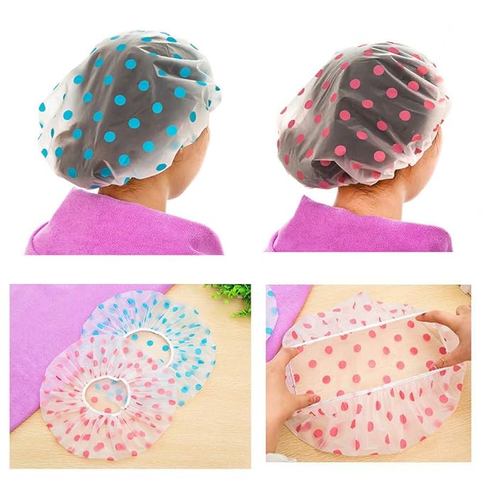 Shower Cap, 3 Pcs Waterproof Reusable Shower Caps Bath Hair Hat | for Women Men Kids, for Shower, Makeup, Hair Care, Cooking and Cleaning