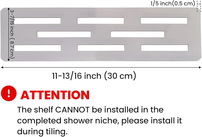 11.81 Inch Shower Niche Shelf for Prefabricated Tile Niches SUS304 Stainless Steel Shower Shelf for Tile Prefab Niche (Chrome)