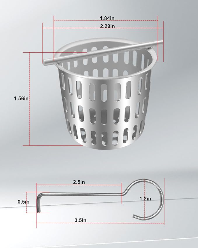 2Pcs 2 Inch Hair and Debris Strainer, Shower Drain Strainer with 2Pcs Lifting Hook, Stainless Steel Debris Basket Shower Drain Catcher, Hair Catcher for Floor Drain