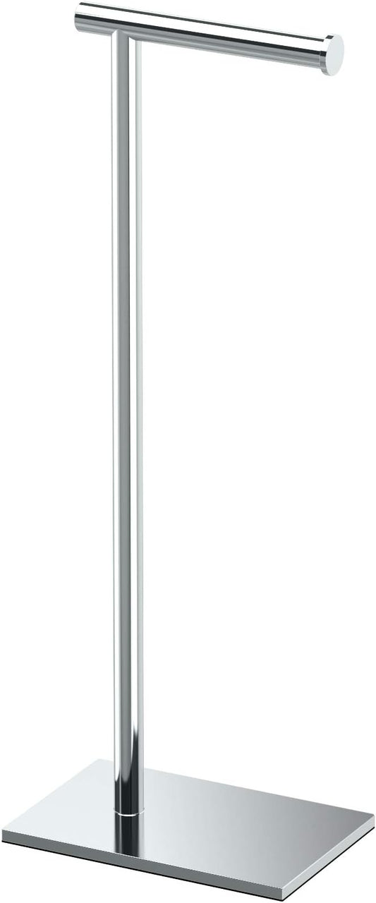 Gatco 1431C Modern Rectangle Base Freestanding Toilet Paper Holder, 21.25" Chrome with Weighted Base