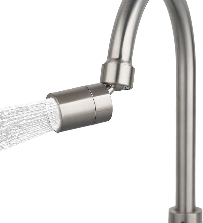 Hibbent NSF/ANSI/CAN 61 Certified 360 Degree Swivel Sink Faucet Aerator, CUPC Certification Big Angle Water Saving Dual Function Kitchen Faucet Aerator,55/64 Inch Female Thread, Brushed-Nickel