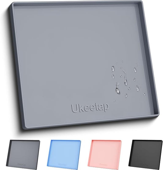 22" x 19" Extra Thick Silicone Mat Waterproof with Raised Edge, Gray | Under Sink Mat for Kitchen & Bathroom, Kitchen Cabinet Liner, Multi-Purpose for Storage & Protection