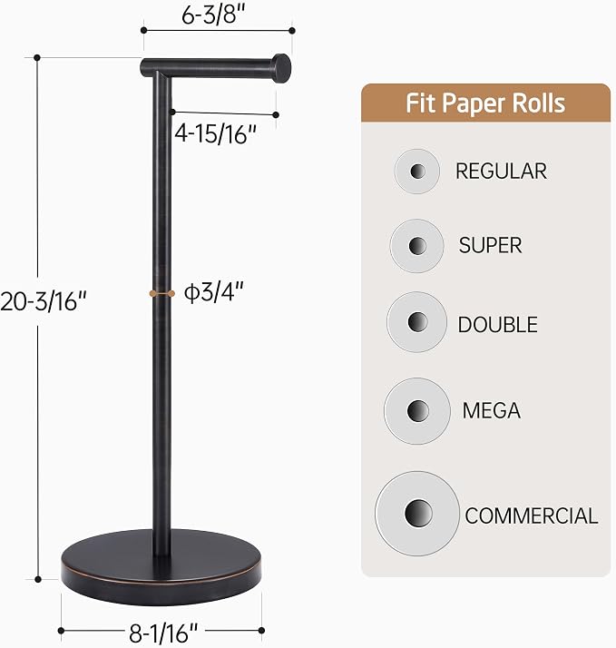 KES Oil Rubbed Bronze Toilet Paper Holder Stand | Weighted Base, Freestanding Toilet Roll Holder, Bathroom Floor Use, T304 Stainless Steel, BPH283S1-ORB