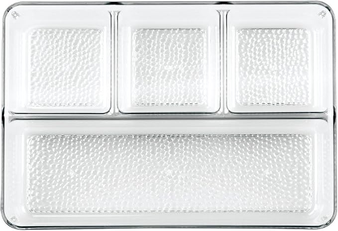 iDesign Rain Divided Cosmetic Drawer Organizer Tray for Vanity Cabinet to Hold Makeup, Beauty Products, Accessories, 13" x 9" x 2.25", Clear