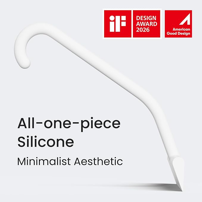 dancemoon JustHang Shower Squeegee for Glass Doors, All-One-Piece Award-Winning Silicone Squeegee with Built-in Hook for Bathroom, Window, Mirror, Tile Wall,Car, Streak-Free Cleaner Tool,10-Inch White