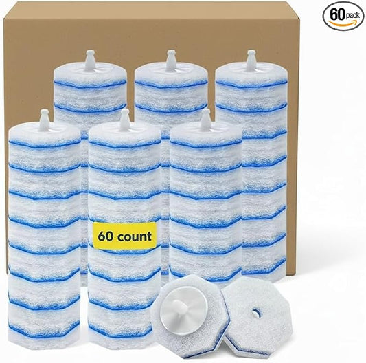 60 Count Toilet Wand Refills for Clorox,4X Cleaning Power Toilet Bowl Cleaner Refill Pads,Disposable Toilet Brush Scrubber Refills for Bathroom Cleaning,No Falling Apart