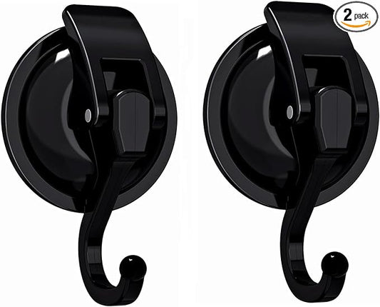 Heavy Duty Suction Cup Wreath Hanger - Professional Vacuum Suction Hooks for Front Door Glass Window, Waterproof Shower Hooks for Towel Loofah Bathrobe, 11lbs Max Load(2Pack Black)